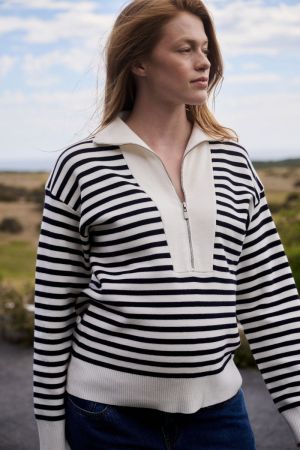 FABLE NURSING KNIT WHITE/MIDNIGHT