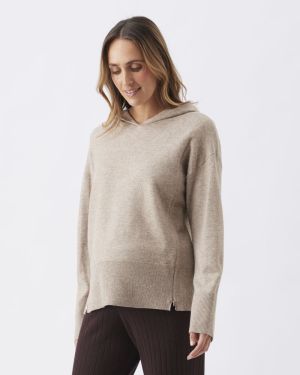 FINLEY NURSING KNIT HOODIE LATTE