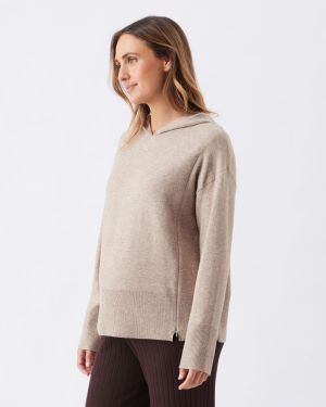 FINLEY NURSING KNIT HOODIE LATTE