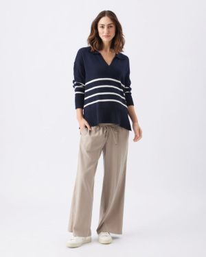LORI NURSING KNIT NAVY/WHITE