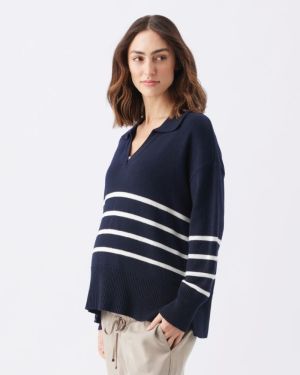 LORI NURSING KNIT NAVY/WHITE