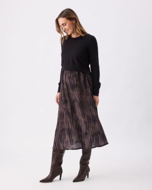 MAIA DETACHABLE NURSING DRESS BLACK/MOCHA