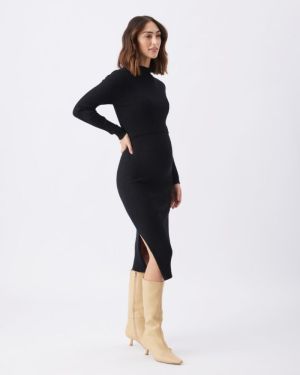 NELLA RIB NURSING KNIT DRESS BLACK