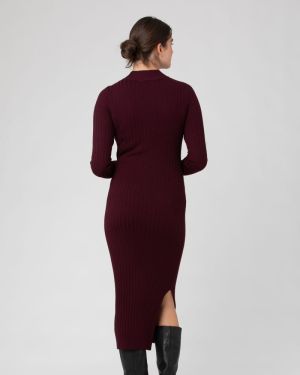 NELLA RIB NURSING KNIT DRESS MAROON
