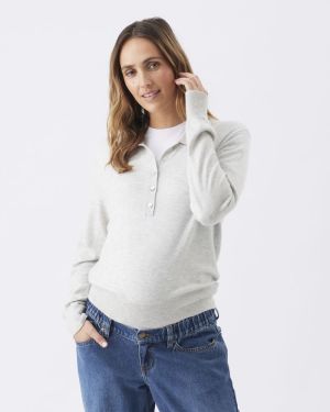 PIPER POLO NURSING KNIT SILVER MARLE