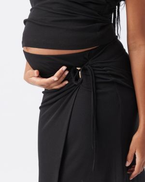 RHI MOCK WRAP SKIRT BLACK