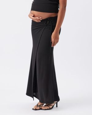 RHI MOCK WRAP SKIRT BLACK