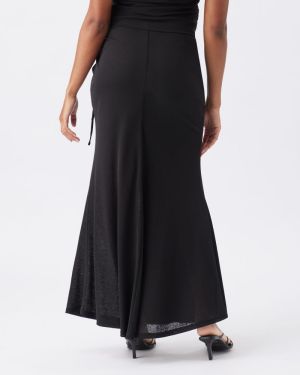 RHI MOCK WRAP SKIRT BLACK
