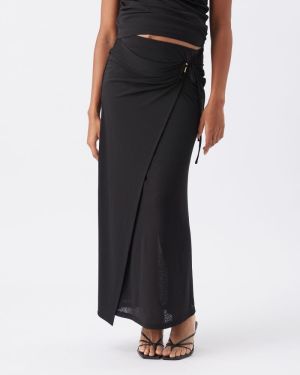 RHI MOCK WRAP SKIRT BLACK