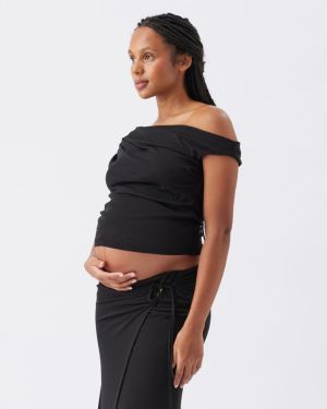 RHI OFF SHOULDER TOP BLACK