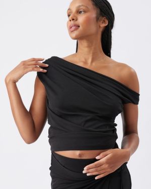 RHI OFF SHOULDER TOP BLACK
