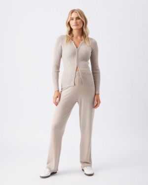 ROMEE ZIP THROUGH KNIT STONE