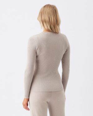 ROMEE ZIP THROUGH KNIT STONE