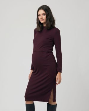 RUBY RIB NURSING DRESS MAROON
