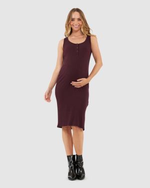 RUBY RIB NURSING DRESS MAROON