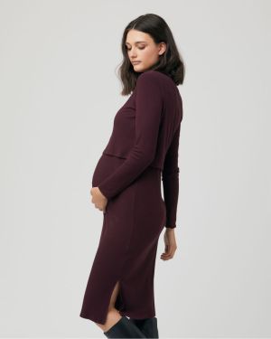 RUBY RIB NURSING DRESS MAROON