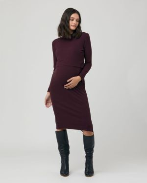 RUBY RIB NURSING DRESS MAROON