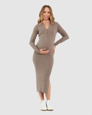 SAMMY KNIT POLO DRESS MOCHA