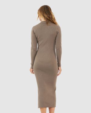 SAMMY KNIT POLO DRESS MOCHA