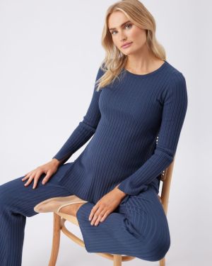 SIENNA RIB KNIT PANT FRENCH NAVY