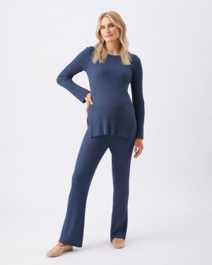 SIENNA RIB KNIT PANT FRENCH NAVY