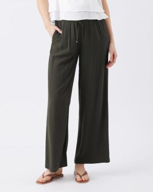 WIDE LEG TENCEL PANT OLIVE