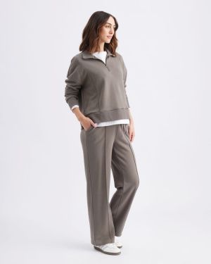 TERRY WIDE LEG JOGGER CHARCOAL MARIE