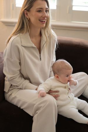 TERRY WIDE LEG JOGGER CHALK