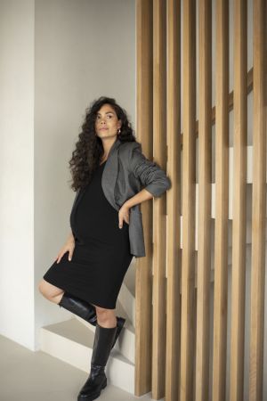 RIB DRESS BAMBOO BLACK