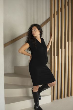 RIB DRESS BAMBOO BLACK