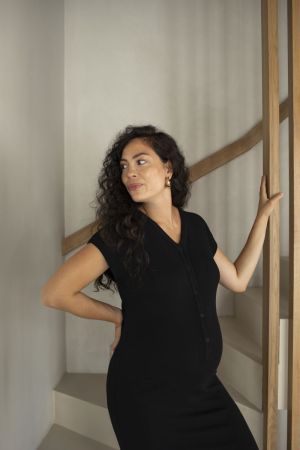 RIB DRESS BAMBOO BLACK