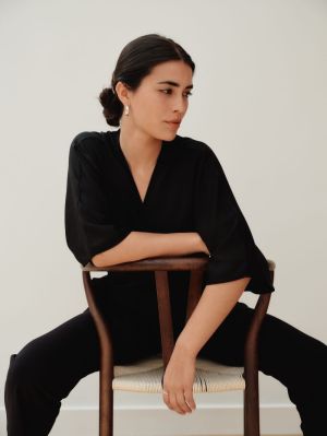WRAP BLOUSE BLACK