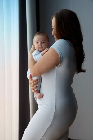 RIB DRESS BAMBOO ICE BLUE